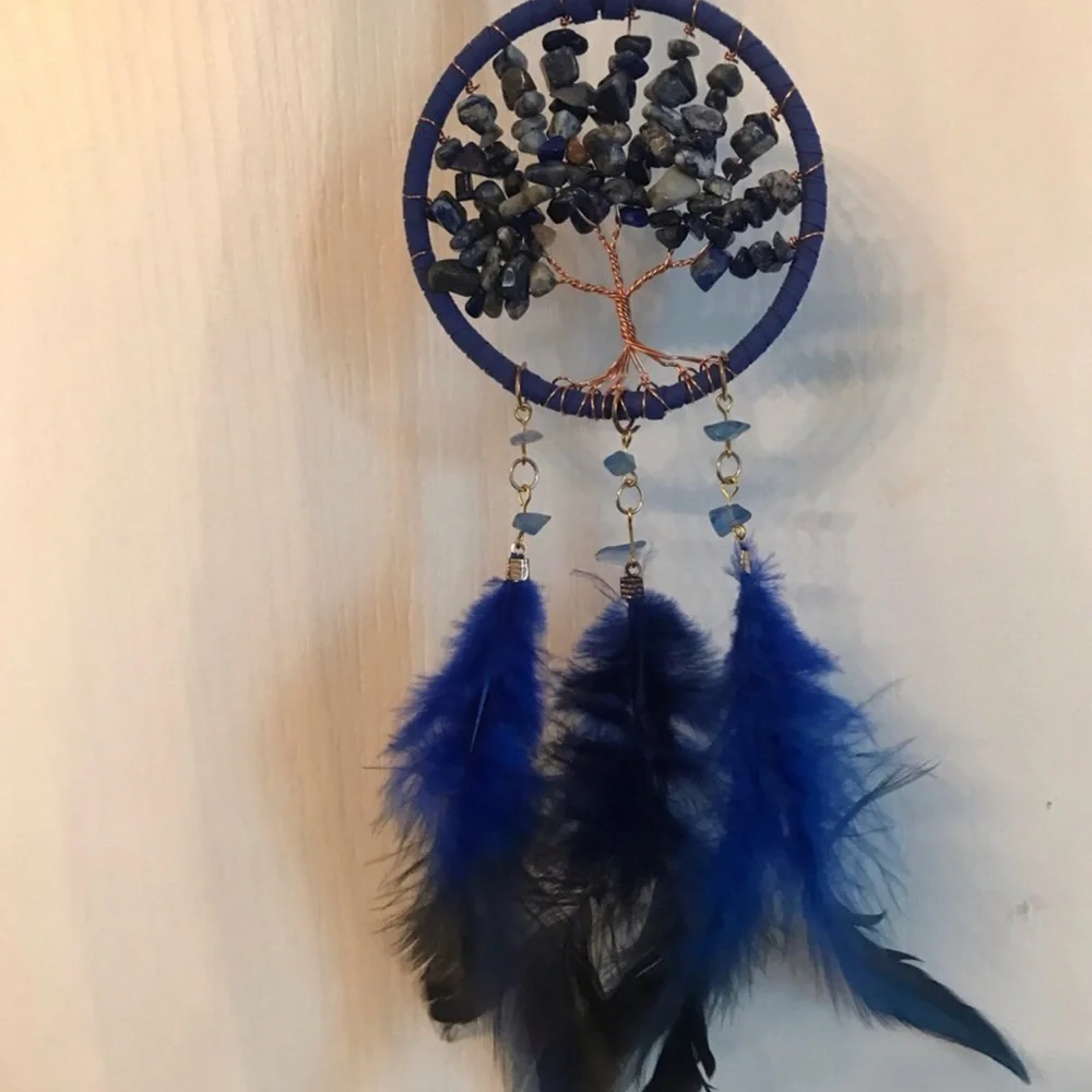 Handmade Blue Tree of Life Dreamcatcher Wall Hanging